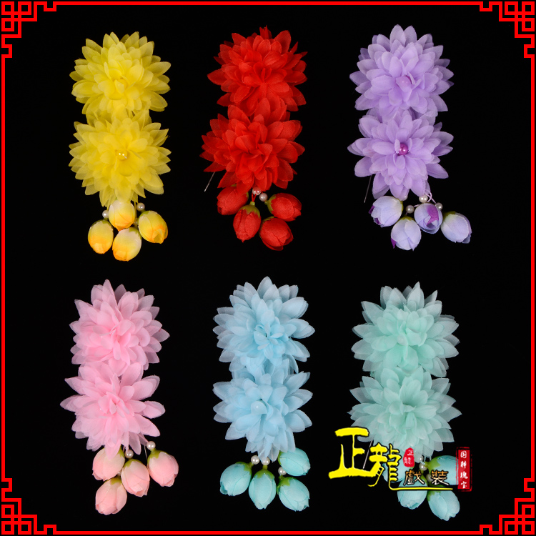 榆阳头饰化妆包头小姐鬓花头饰戏服头饰 纱兰花